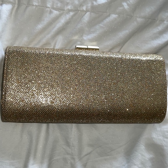 Jimmy Choo Gold Lame Glitter Clutch - Picture 1 of 7